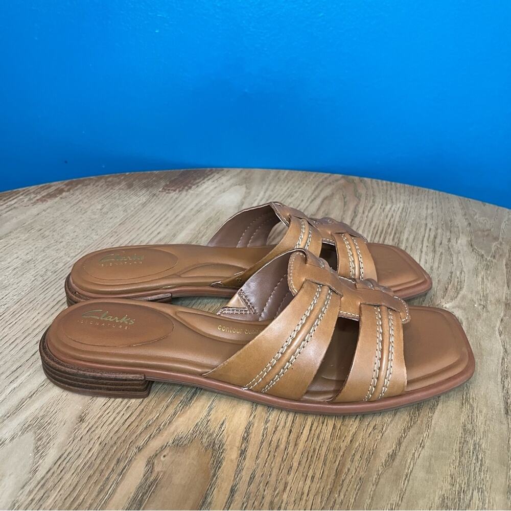 New! Clarks Ariany Mule Comfort Sandal Tan Leather Slide Women’s Size 10 - Picture 2 of 7